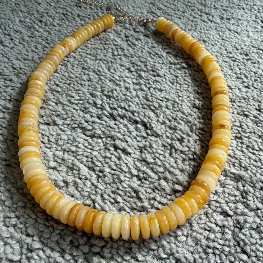Yellow Bead Disk Necklace - Women Jewelry